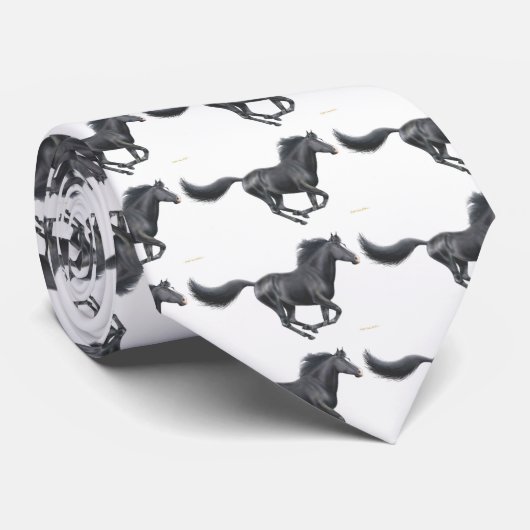 連続した黒い競走馬のタイ ネクタイ (ロール)