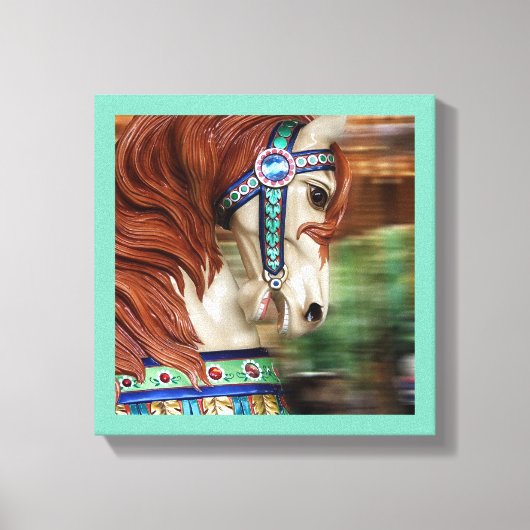 連色彩の鮮やかメリー列の馬のゴーラウンド6 キャンバスプリント (正面)