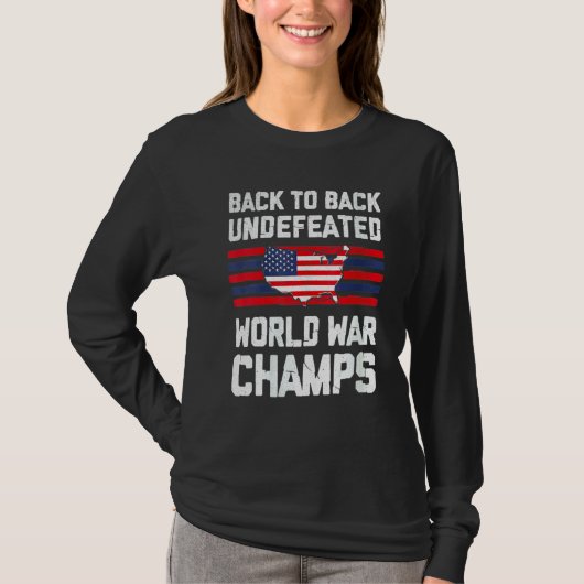 連覇無敗の世界チャンピオン アメリカ国旗 Tシャツ (正面)