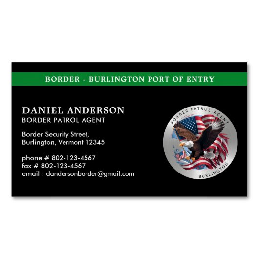 連邦カスタム法執行機関のパトロ縁どーロのロゴ マグネット名刺 (正面)