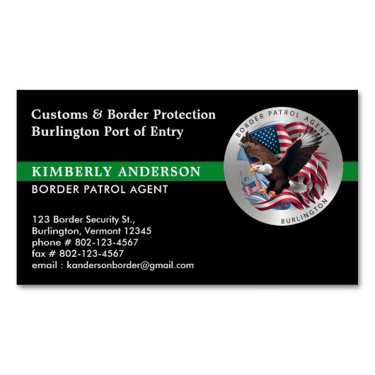 連邦カスタム軍隊縁どのパトロールエージェントのロゴ マグネット名刺 (正面)