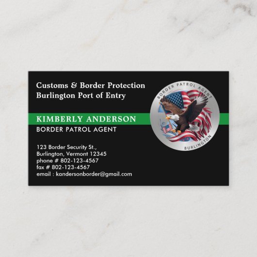 連邦カスタム軍隊縁どのパトロールエージェントのロゴ 名刺 (正面)