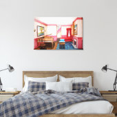 連邦スタイルルーム描写のパノスペクティブとピアノ キャンバスプリント (インサイチュ (寝室))