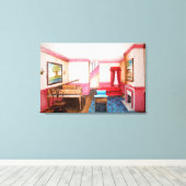 連邦スタイルルーム描写のパノスペクティブとピアノ キャンバスプリント (インサイチュ (ウッドフロア))