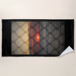 連鎖した夕日 ビーチタオル