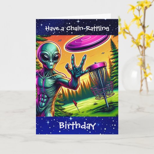 連鎖的に誕生日する |ディスクゴルフエイリアン カード (黄色い花)