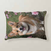 「連魅力的友：ピンクのバラ園のコルギ アクセントクッション (正面)