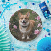 「連魅力的友：ピンクのバラ園のコルギ ペーパープレート (パーティー)