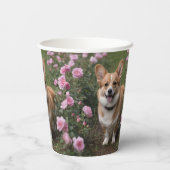 「連魅力的友：ピンクのバラ園のコルギ 紙コップ (裏面)