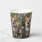 「連魅力的友：ピンクのバラ園のコルギ 紙コップ (右)