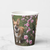 「連魅力的友：ピンクのバラ園のコルギ 紙コップ (正面)