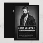 逮捕写真ボード独身パーティーの招待状 招待状 (正面/裏面)