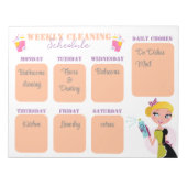 週ごとの清掃スケジュールのチェックリストテンプレートシック ノートパッド (正面)