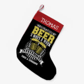 週にビール3個の日のみ飲む スモールクリスマスストッキング (正面 (吊り時))