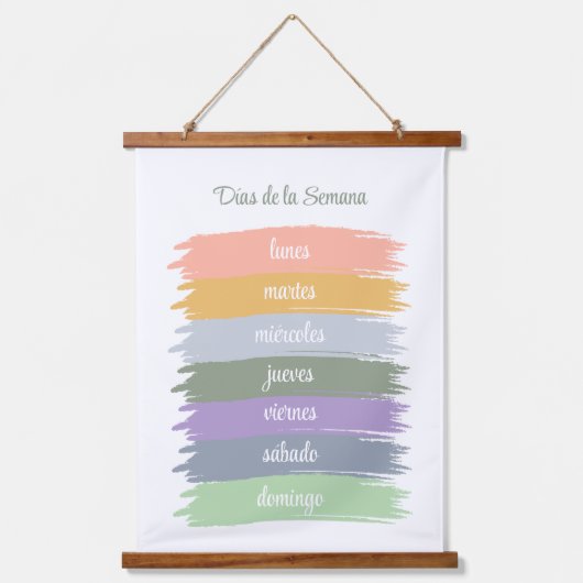 週のスペインの筆跡のキュラシブな日 吊り下げ型タペストリー (正面)