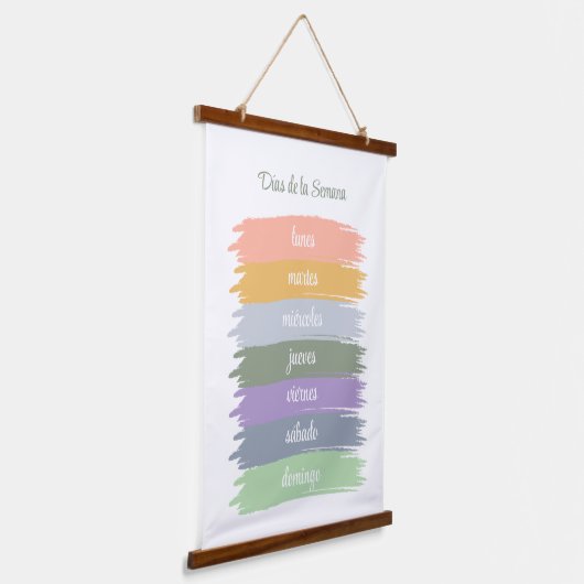 週のスペインの筆跡のキュラシブな日 吊り下げ型タペストリー (傾斜あり)