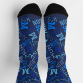 週のモノグラムの日ダークネイビーブルー日曜日 ソックス (上部)
