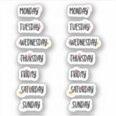 週の日かわいいフローラの黒手書き シール (正面)