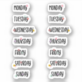 週の日かわいいフローラの黒手書き シール