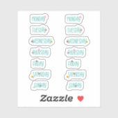 週の日かわいいフローラ緑の手書き シール (シート)