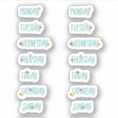 週の日かわいいフローラ緑の手書き シール (正面)