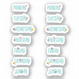 週の日かわいいフローラ緑の手書き シール