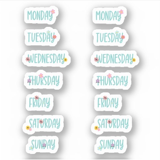 週の日かわいいフローラ緑の手書き シール (正面)