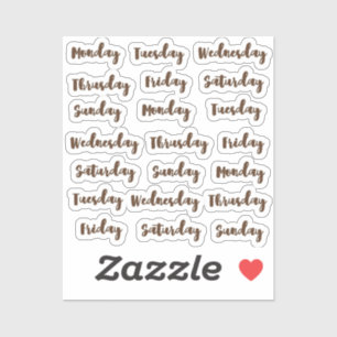 週の日ブラシの筆記体 シール