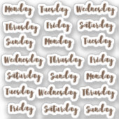 週の日ブラシの筆記体 シール (正面)