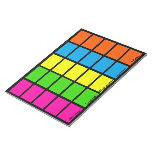 週の5週間日の色コード化された予定表のメモ帳 ノートパッド (アングル)