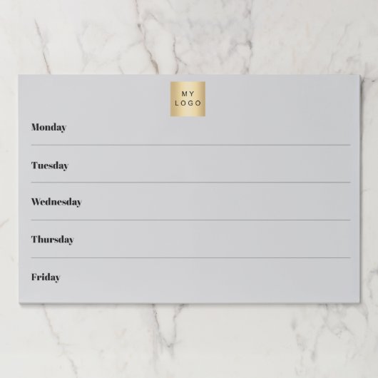週カレンダーのビジネスロゴ灰色のデスクメモ帳 ペーパーパッド (正面)