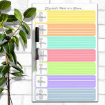 週パーソナライズされた間アラーム ホワイトボード<br><div class="desc">おもしろい、明るい、各日のアラームのカラフルタブ。上部に名前をカスタマイズして、役に立つユニーク団体や組織ツールを使用する。</div>