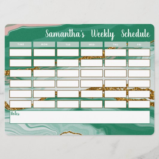 週パーソナライズされた間スケジュール (正面)