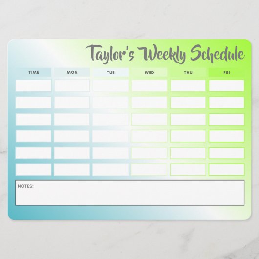 週パーソナライズされた間スケジュール (正面)