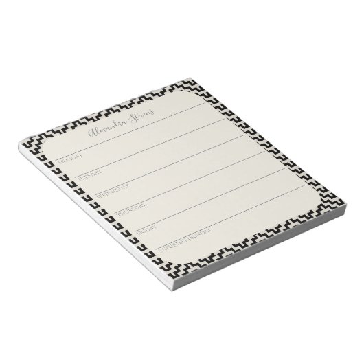 週パーソナライズされた間プランナー白黒幾何学的 ノートパッド (アングル)