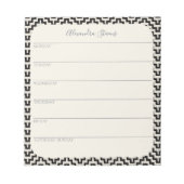 週パーソナライズされた間プランナー白黒幾何学的 ノートパッド (正面)