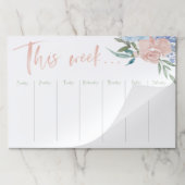 週単位のカレンダーの水色フローラ(大) ペーパーパッド (折り畳み)