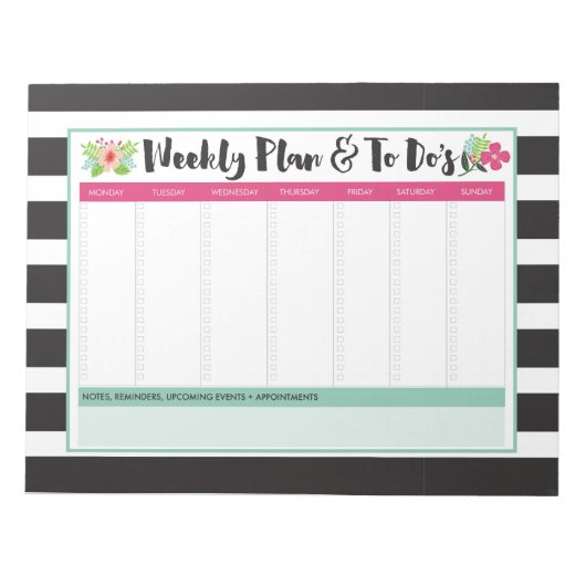 週単位のプランとTo-Doリスト（大きなメモ帳） ノートパッド (正面)