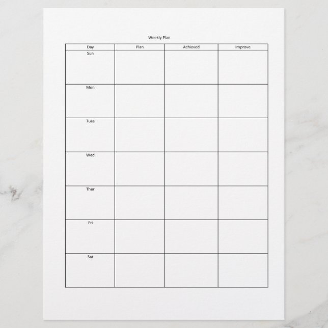 週単位のプランのレターヘッド レターヘッド (正面)