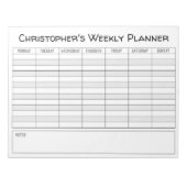 週単位のプランナーで、名前の選択でパーソナライズします。 ノートパッド (正面)