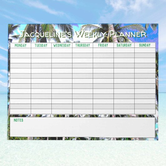 週単位のプランナーで、名前の選択でパーソナライズします。 ノートパッド
