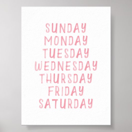 週教育ポスターのピンクの水の色日 ポスター (正面)