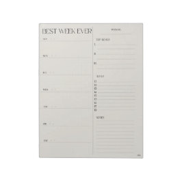 週最高の間プランナー – 日曜日の開始 ノートパッド