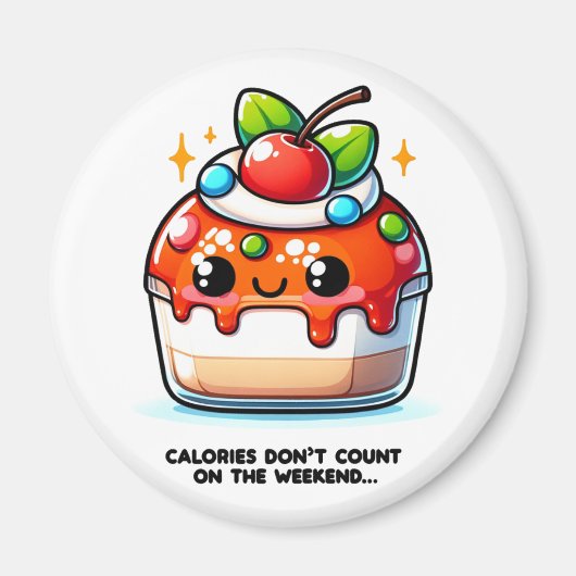 週末にカロリーを消費しない マグネット (正面)