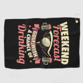 週末にゴルフの予報を飲む ゴルフタオル (横)