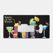 「週末に働く」カクテルおもしろい デスクマット (キーボード&マウス)