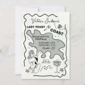 週末に引いた海岸の手の最後のトースト 招待状 (正面)