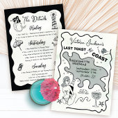 週末に引いた海岸の手の最後のトースト 招待状