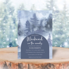 週末に森の冬の森ブライダルシャワー 招待状