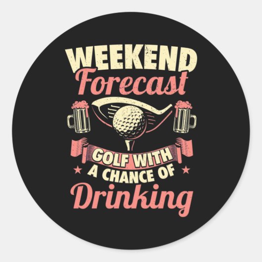 週末に飲む機会のあるゴルフの予報 ラウンドシール (正面)